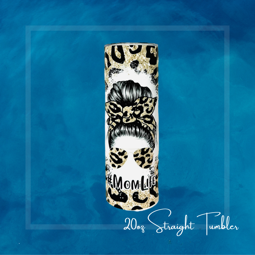 Cheetah Print #MomLife 20oz Straight Tumbler
