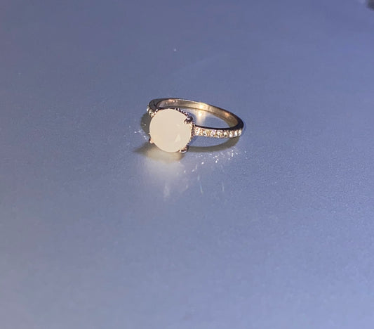 Gold and Silver with White Gemstone Ring