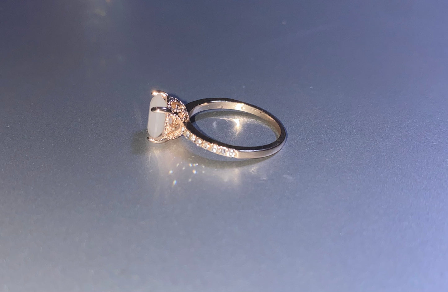 Gold and Silver with White Gemstone Ring