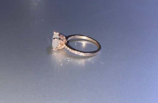 Gold and Silver with White Gemstone Ring